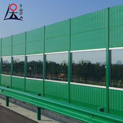 Green Transparency Road Noise Barrier Wall Fence / Highway Noise Barrier Wall