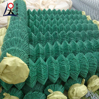 Diamond Cyclone Fence Green Pvc Coated Chain Link Temporary Fence For Sports